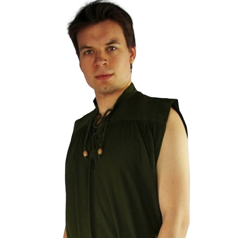 Grünes ärmelloses Mittelalter Hemd | Mittelalterhemd ohne Arm