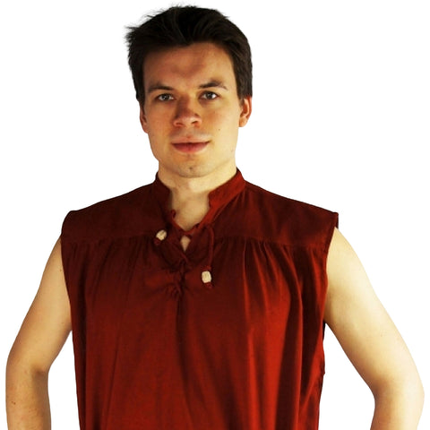 Rotes Mittelalter Hemd ärmellos | Mittelalterhemd rot
