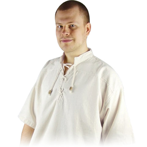 Kurzärmeliges Mittelalterhemd | Mittelalter Hemd weiß
