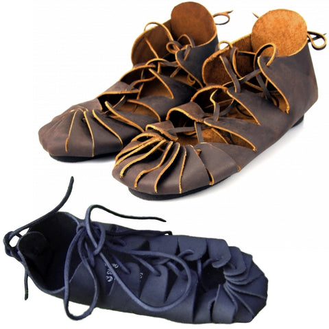 Mittelalter Sandalen schwarz und braun in Übergröße