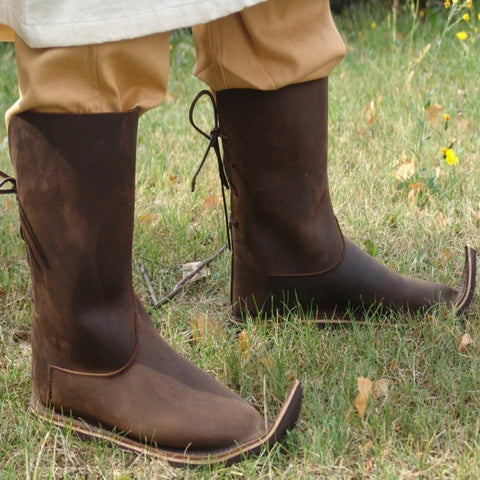 Mittelalter Schnabelstiefel Leder braun